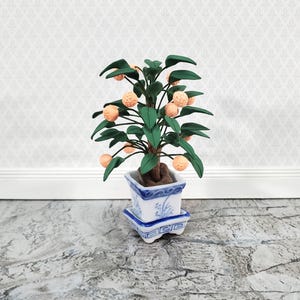 Dollhouse Potted Mini Orange Tree Ceramic Pot 1:12 Scale Miniature House Plant