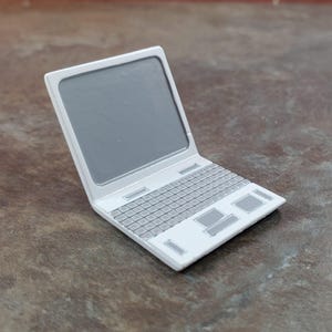 Dollhouse Modern Laptop Computer White Metal 1:12 Scale Miniature Accessory