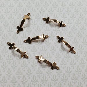 Poignées de tiroir ou de porte miniatures pour maison de poupée (x6), laiton doré, échelle 1:12