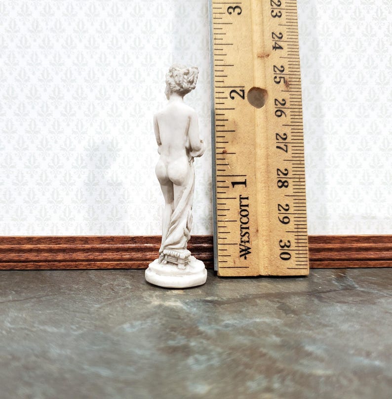 Dollhouse Nude Female Garden Statue Aged Gray Small fairy garden Miniatures image 3