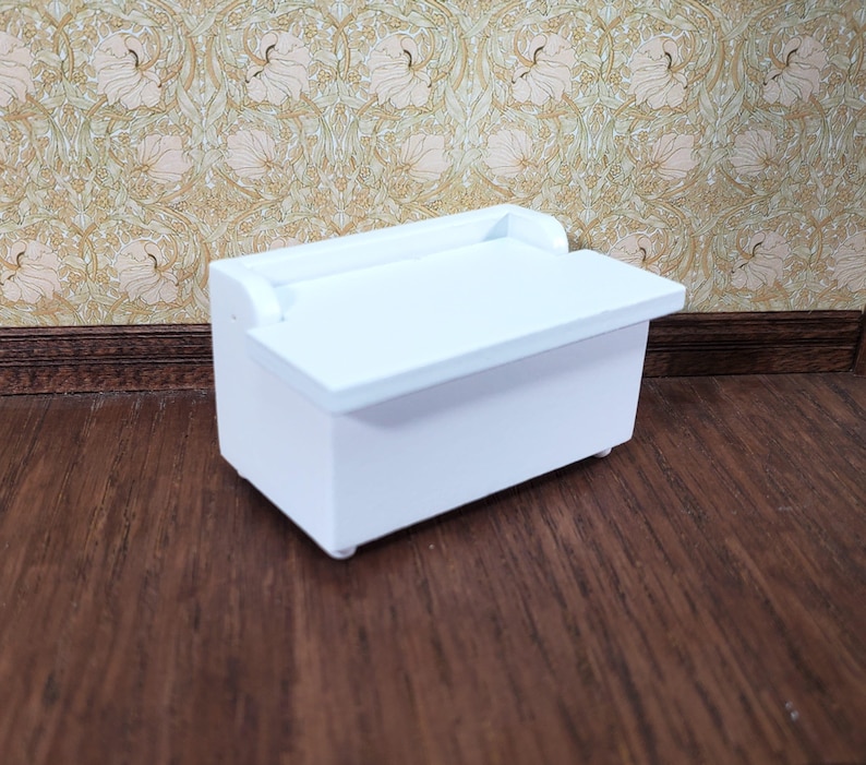 Dollhouse Small Toy Chest White Wood Trunk 1:12 Scale Nursery Furniture image 1