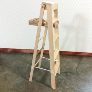 Escabeau miniature pour maison de poupée en bois, grande taille, bricolage, échelle 1:12, non fini