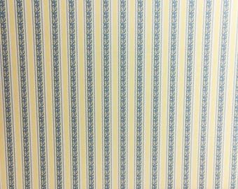 Dollhouse Wallpaper Striped Yellow & Gray Blue 3 Sheets 1:12 Miniature Scale