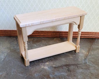 Dollhouse Small Side Table Unpainted Wood 1:12 Scale Miniature Furniture