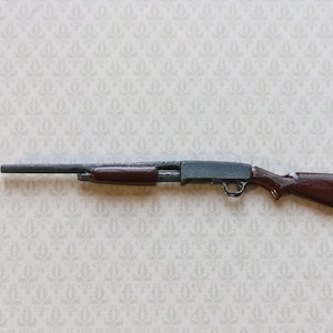 Dollhouse Miniature Pump Action Shotgun 1:12 Scale Painted Metal 3.5&quot;