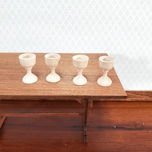 Miniature Wood Goblets Chalices x4 1:12 Scale Dollhouse Decoration Kitchenware