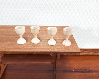 Miniature Wood Goblets Chalices x4 1:12 Scale Dollhouse Decoration Kitchenware