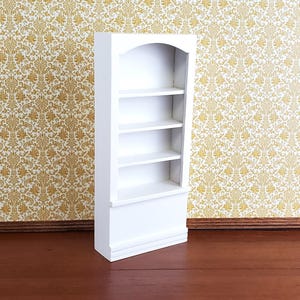 Dollhouse Miniature Bookcase Tall 4 Shelves White Finish 1:12 Scale Furniture Bookshelf image 1