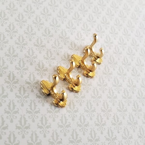 Puppenhaus Miniatur Wandhaken 4er Set Metall Maßstab 1:12 Gold Finish 1/2"