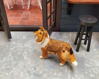 Dollhouse Sheltie Shetland Sheepdog Standing1:12 Scale Miniature Animal Pet