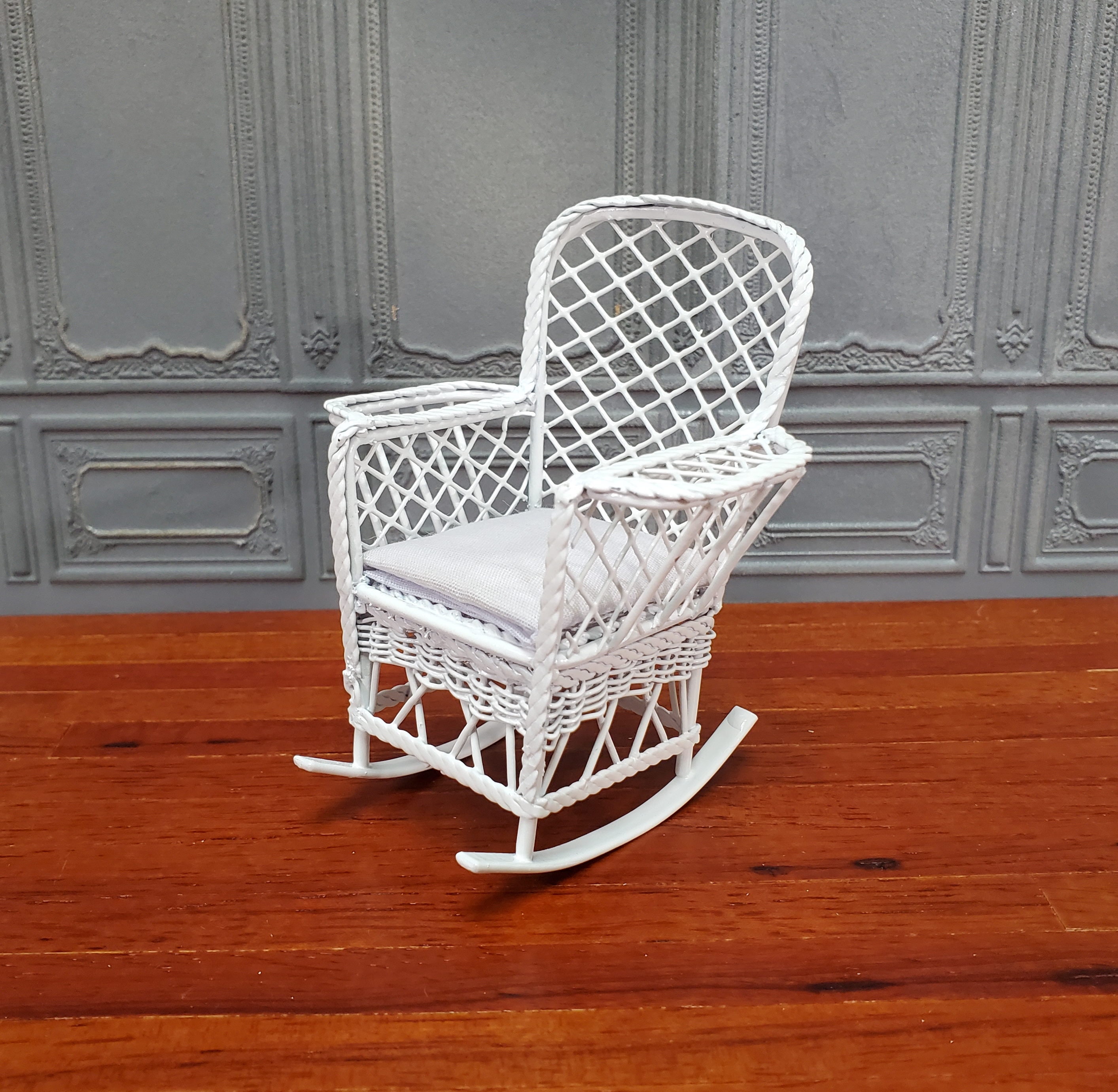 Dollhouse Rocking Chair for Patio White Metal 112 Scale Etsy