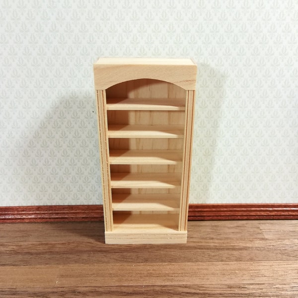 Dollhouse  Bookcase 1:24 HALF SCALE Miniature 5 Shelf Library Unfinished