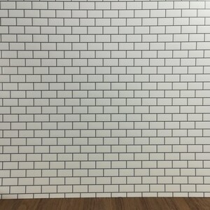 Carrelage métro miniature en papier brillant gaufré blanc à l'échelle 1:12, coulis foncé