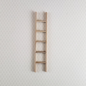 Dollhouse Miniature 6&quot; Straight Ladder Tall Wood 1:12 Scale Barewood