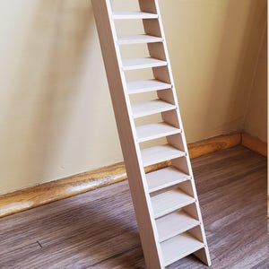 Dollhouse Miniature Stairs Stairway Simple Tall Narrow Wood Unfinished 1:12 Scale 10&quot; x 2&quot;