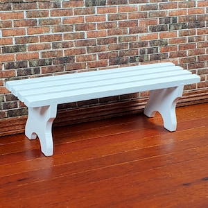Dollhouse Miniature Garden Bench Slated Large White Wood 1:12 Scale Furniture