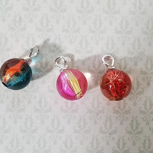 Dollhouse Christmas Ornaments Set of 3 Tiny Swirly Colorful 1:12 Scale Miniatures Handmade