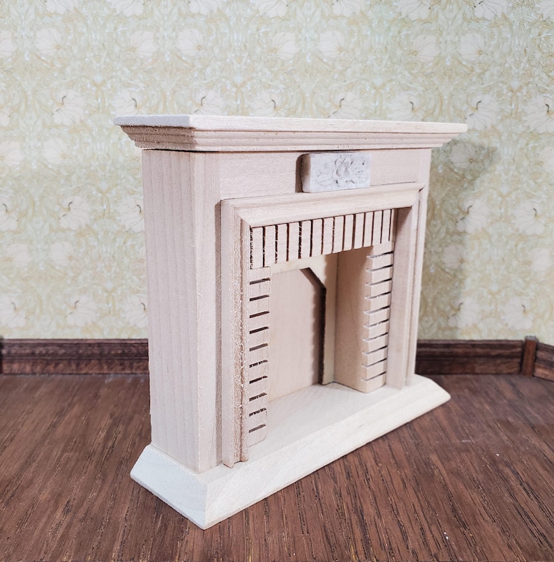 Dollhouse Small Fireplace Miniature Furniture DIY Unpainted Wood immagine 2