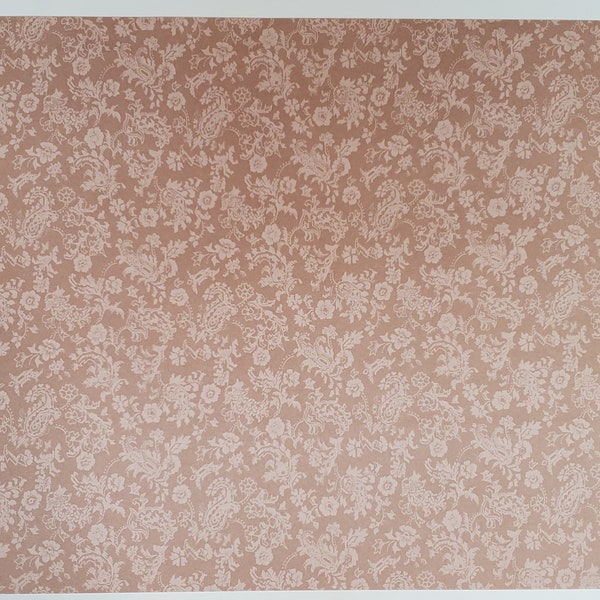 Dollhouse Wallpaper Beige Damask MiniGraphics 1:12 Scale Miniature 3 Sheets