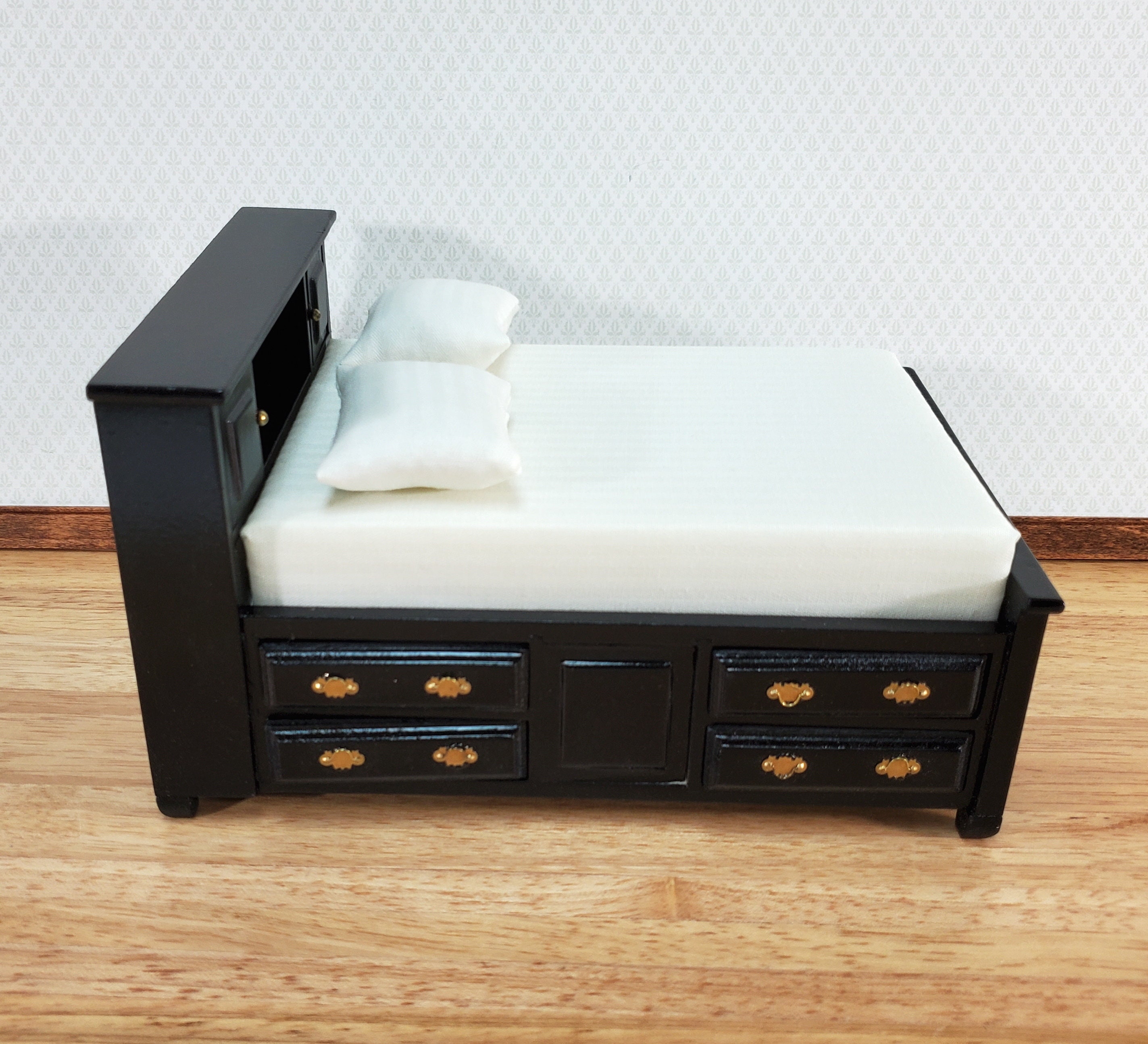 Dollhouse Captain's Bed With Drawers Double Black Finish Etsy