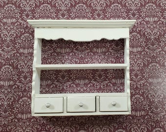 Dollhouse Hanging Shelf White 3 Drawers 1:12 Scale Miniature Kitchen Bathroom