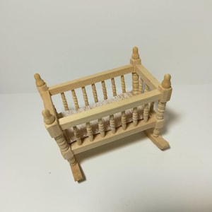 Dollhouse Cradle Crib for Nursery Unfinished Wood Rocking 1:12 Scale Furniture
