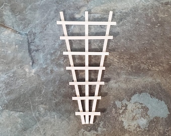 Dollhouse Garden Trellis for Flowers V Shaped Unpainted Wood 5 5/8" Tall
