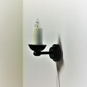 Dollhouse Miniature Black Single Candle Sconce 12 Volt w/Plug 1:12 Victorian