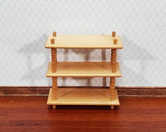 Dollhouse 3 Shelf Plant Stand or Bookcase Bookshelf 1:12 Scale Furniture Light Oak