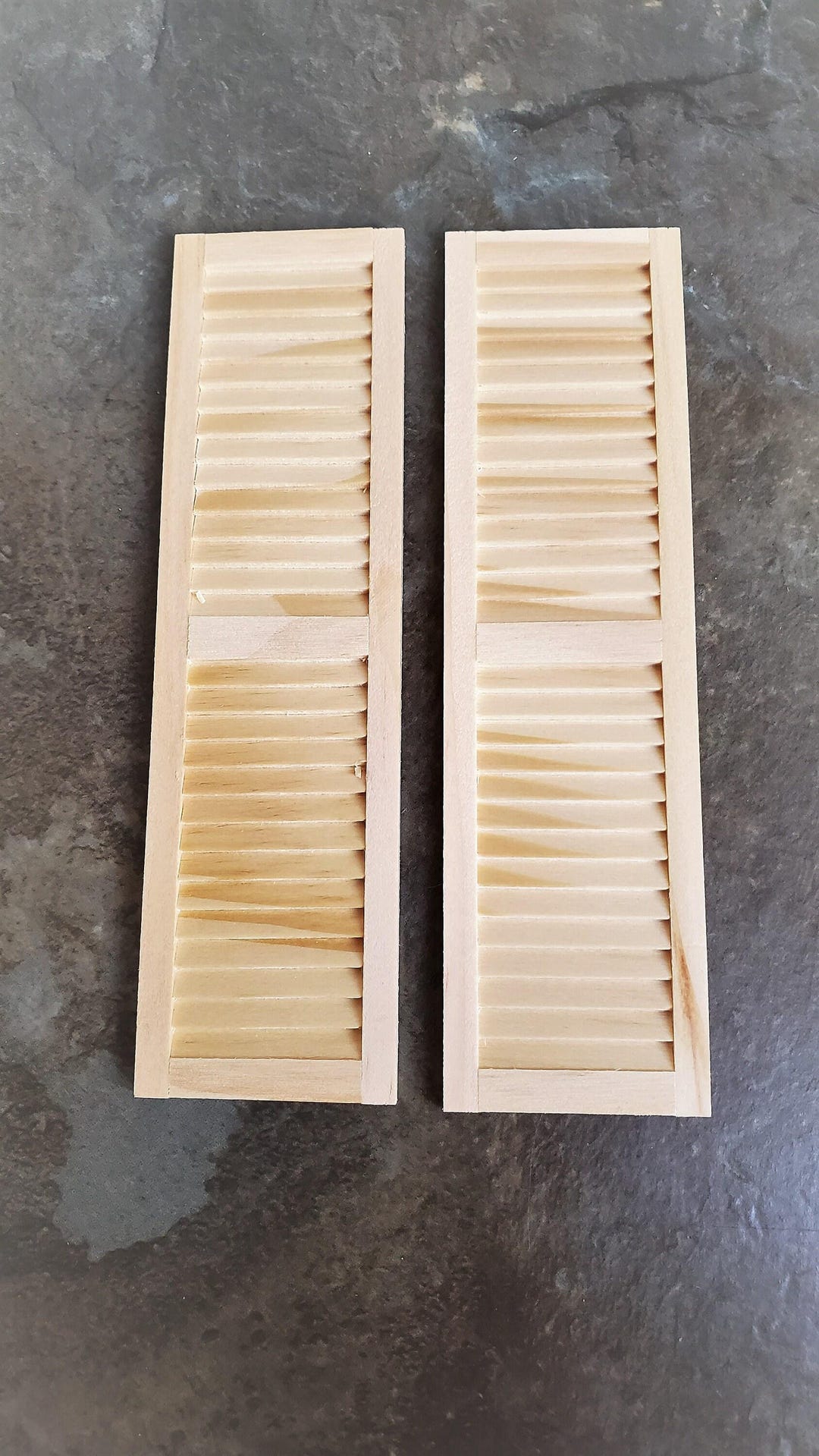 Dollhouse Miniature Shutters Louvered 1 Pair Unfinished Wood 1:12 Scale ...