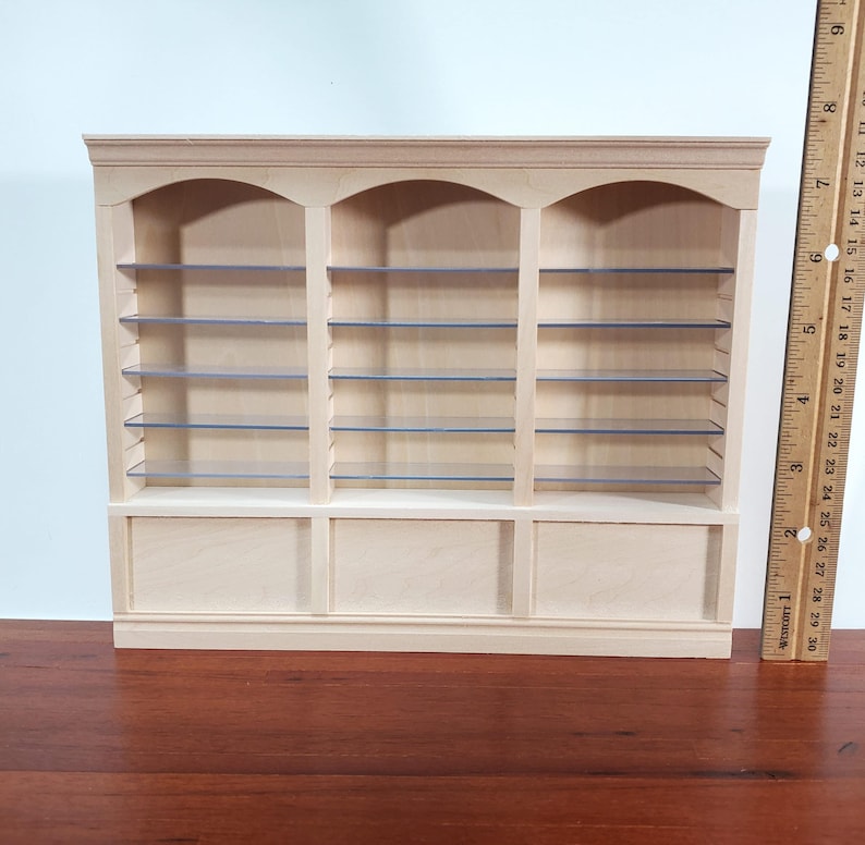 Librería para casa de muñecas, estanterías de tienda, 3 compartimentos, estantes ajustables, muebles a escala 1:12. imagen 3