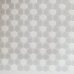 Dollhouse Hexagon Vinyl Tile Flooring Embossed Gray & White 1:12 Scale Miniatures