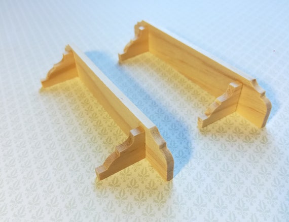 Dollhouse Miniature Large Unfinished Wall Shelves Set of 2 1:12 Scale Shelf
