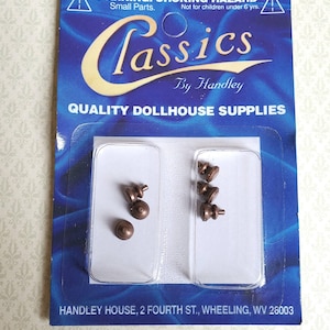 Dollhouse Miniature Tiny Bronze Knobs Metal for Door or Drawer Pulls Set of 6 1:12 Scale or Fairy Garden