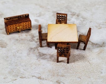 ドールハウス 1:144スケール 家具キット DIY モダンダイニングルーム ミニチュアセット テーブル