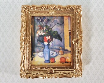 Miniature Framed Art Print Cezanne The Blue Vase Still Life 1:12 Scale Dollhouse