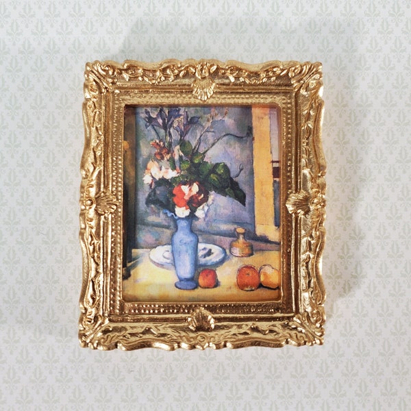 Miniature Framed Art Print Cezanne The Blue Vase Still Life 1:12 Scale Dollhouse