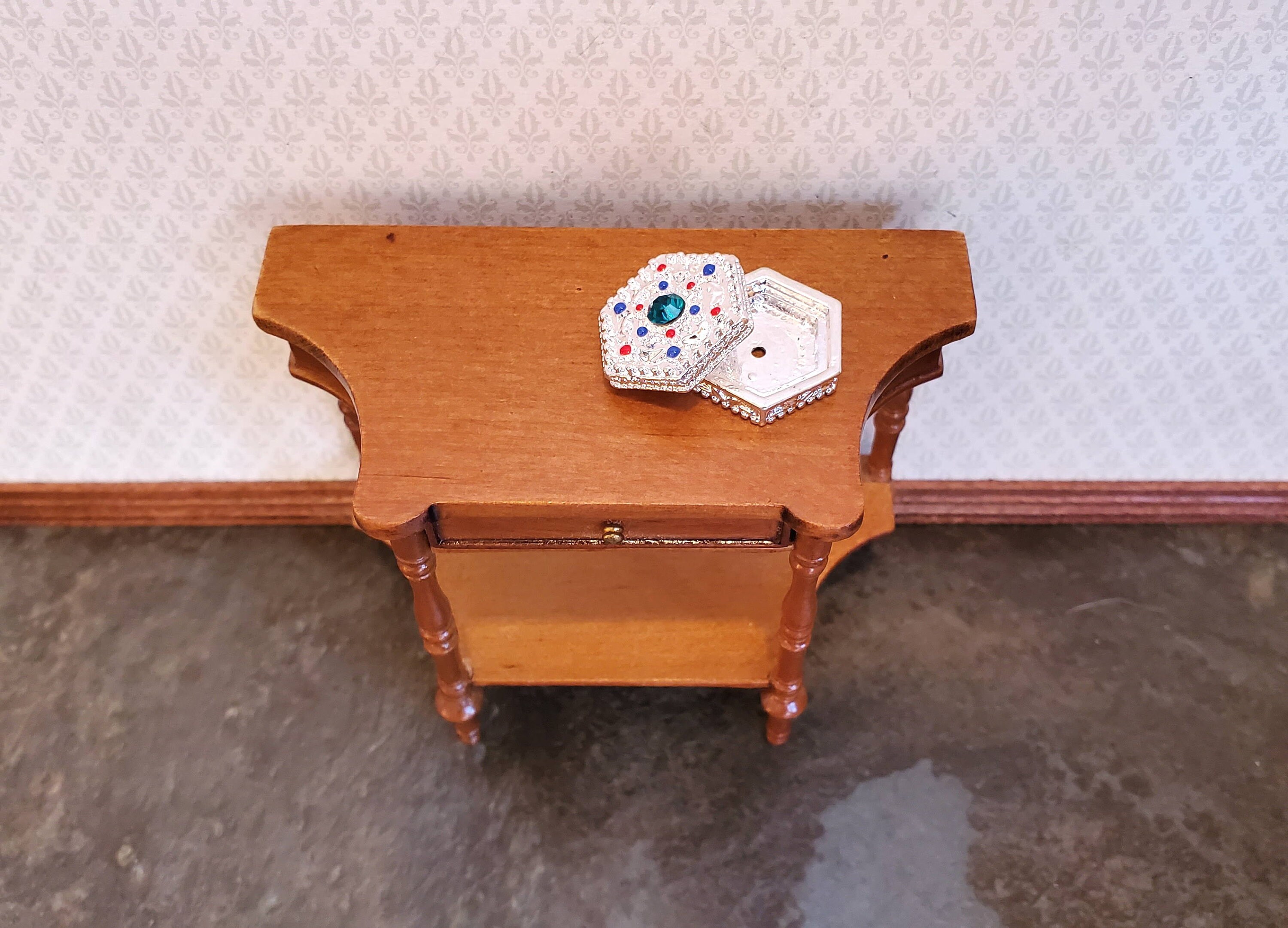 Dollhouse Miniature Jewelry Box With Jewels Large Silver With Etsy