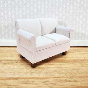 Dollhouse Modern Sofa Cream/Beige Couch Small 1:12 Scale Miniature Furniture