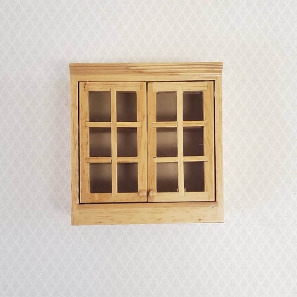 Dollhouse Miniature Upper Kitchen Cabinet Light Oak with Doors 1:12 Scale