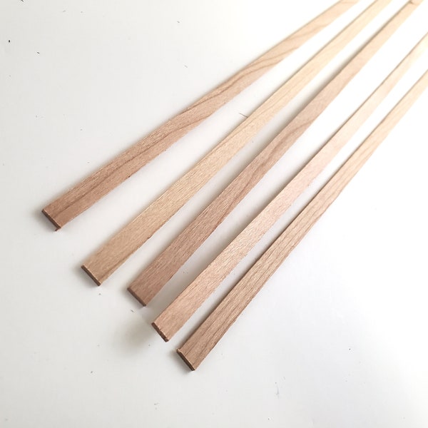 Cherry Wood Strips 5 Pieces 1/16" x 1/4" x 18" Long Crafts Models Miniatures