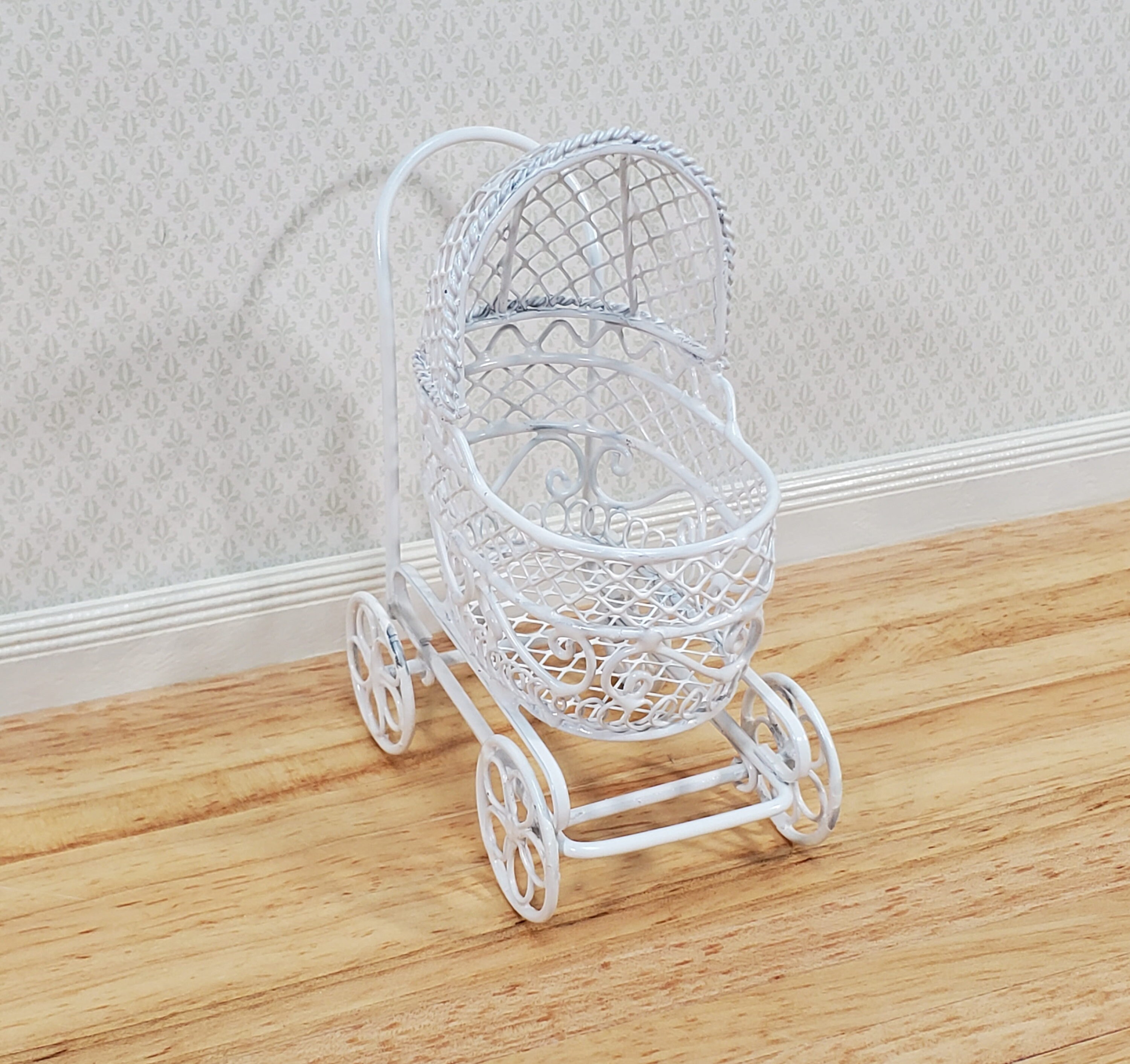 Dollhouse Pram Stroller Carriage White Metal Wire 1:12 Scale - Etsy