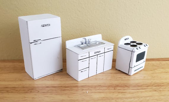 ドールハウス ミニチュア ハーフスケール キッチンセット 冷蔵庫 