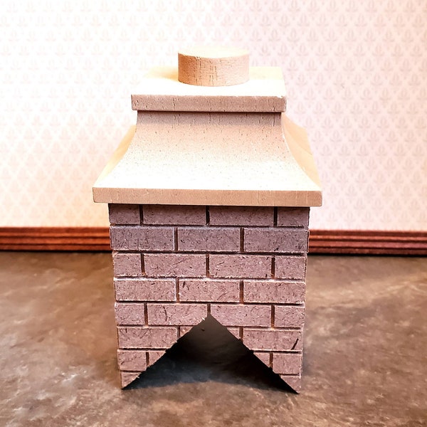 Dollhouse Miniature Brick Chimney Wood Tall 1:12 Scale 45 Degree Pitch Roof