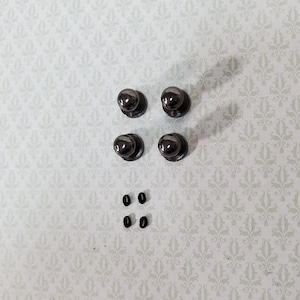 Dollhouse Miniature Doorknobs Round Dark Pewter with Keyhole 1:12 Scale 2 Sets