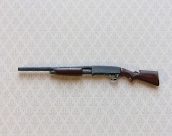 Dollhouse Miniature Pump Action Shotgun 1:12 Scale Painted Metal 3.5"