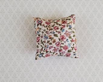 Dollhouse Miniature Pillow Floral Print Handmade 1:12 Scale 1 1/2"