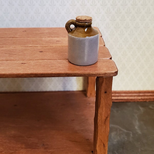 Dollhouse Miniature Stoneware Jug with Cork Demijohn Crock 1:12 Scale Handmade 20mm