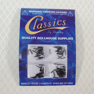 Nails Brads Small Tiny Thin 1/4&quot; Dark Pewter Black Pack of 100 Dollhouse Miniatures Hardware