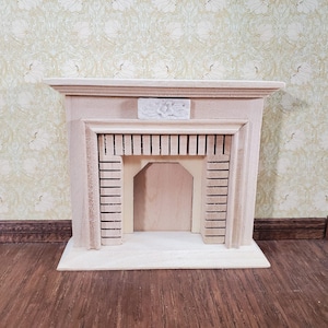 Dollhouse Small Fireplace Miniature Furniture DIY Unpainted Wood immagine 1